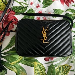 Authentic Yves Saint Laurent Lou Camera Bag in Black Matelassé Leather